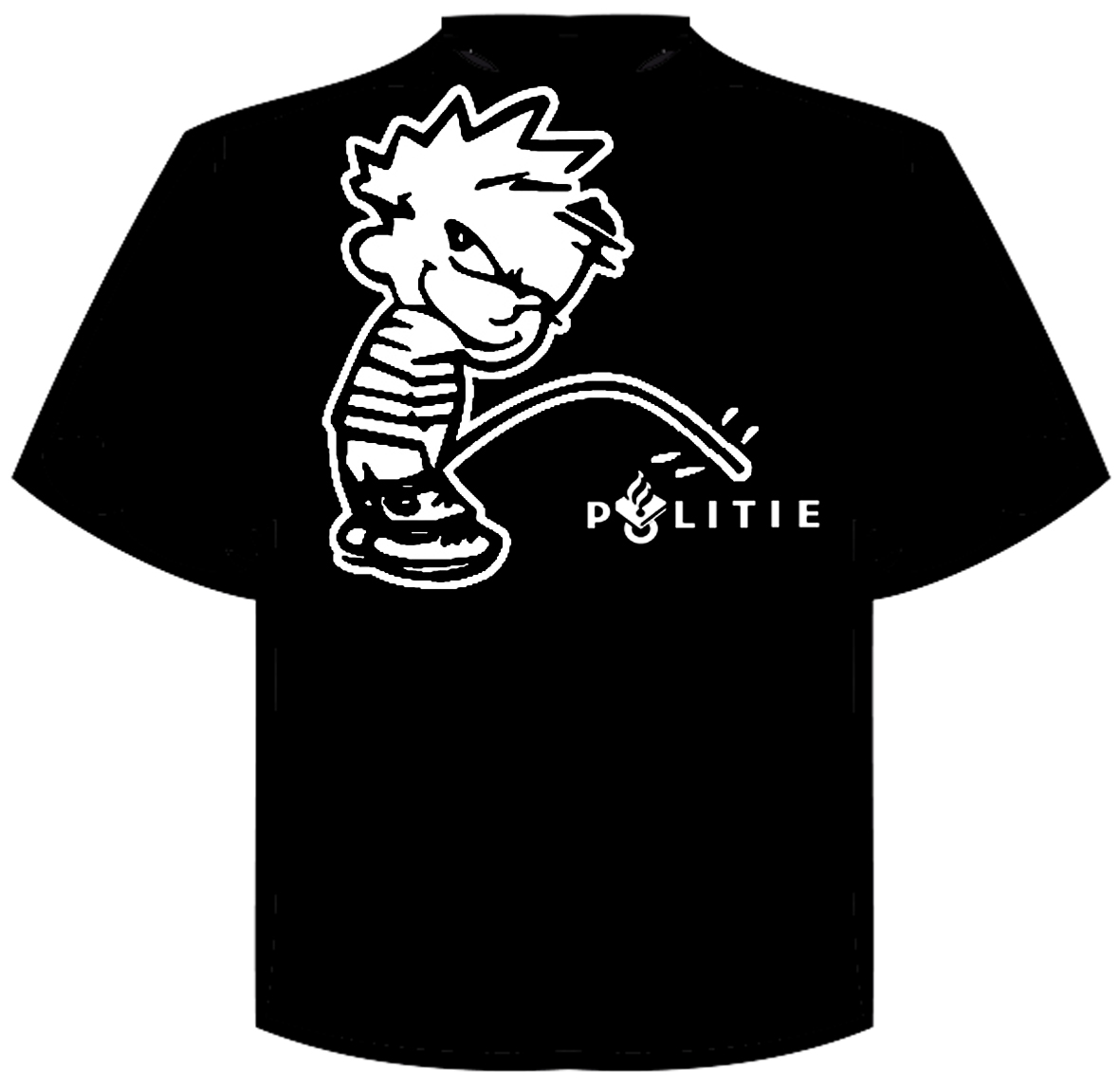 T-Shirt "calvin pist op politie logo" - Klik op de afbeelding om het venster te sluiten